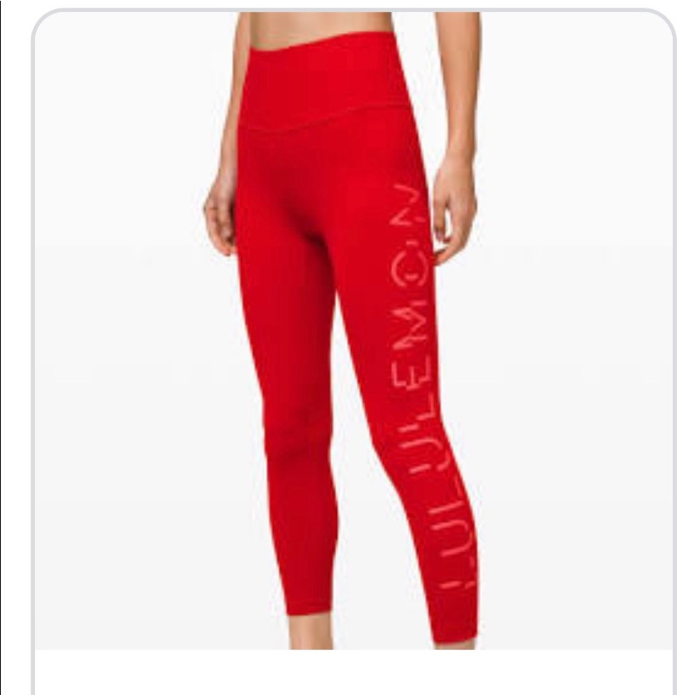 lululemon red wunder under high rise 7/8 tights